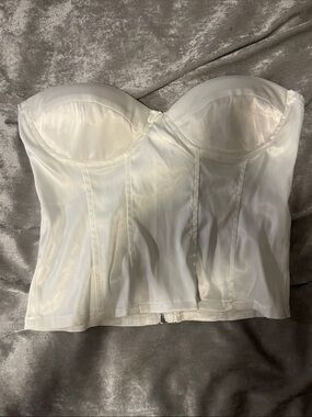 Fashion Nova Satin Strapless Bustier Top - White